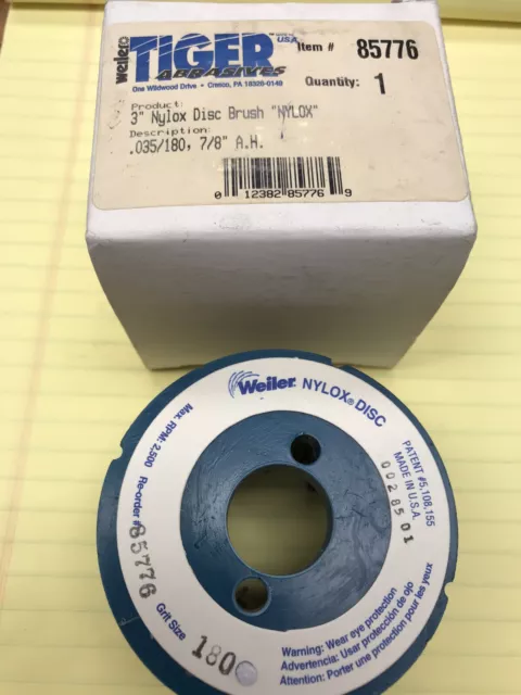 WEILER TIGER 3” NYLOX DISC BRUSH .035 X 7/8 AH Made In USA.
