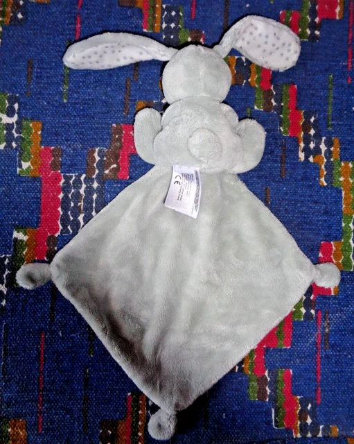 Tp / Doudou Mouchoir Vertbaudet Lapin Gris Blanc Etoile Argente Quasi Neuf 2