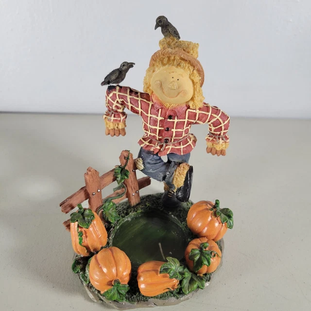 Home Interiors Scarecrow in Pumpkins Decorative Candle Holder - Home Decor
