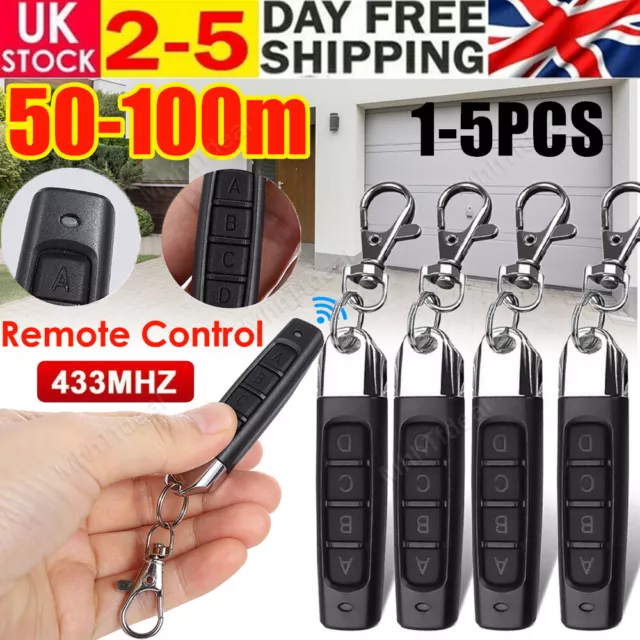 1-5X Universal Electric Garage Door Cloning Remote Control Key Fob 433mhz Gate