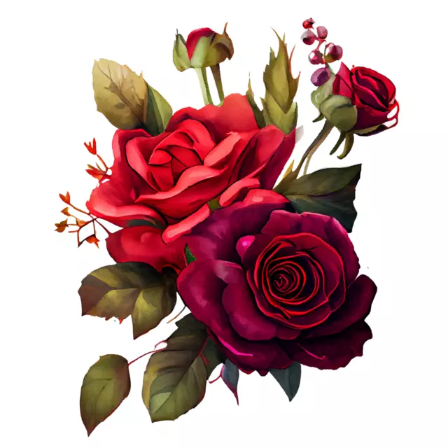Red Rose Waterproof Flower Vinyl Stickers Decals Wall Laptop iPad Scrapbooking