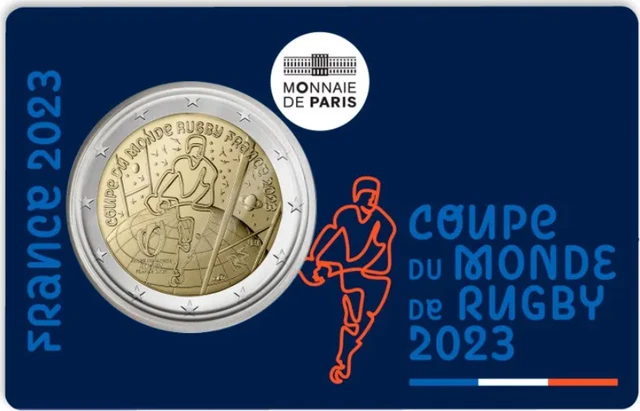 COFFRET 2 EUROS Commémorative France 2023 Coupe du Monde de Rugby FdC