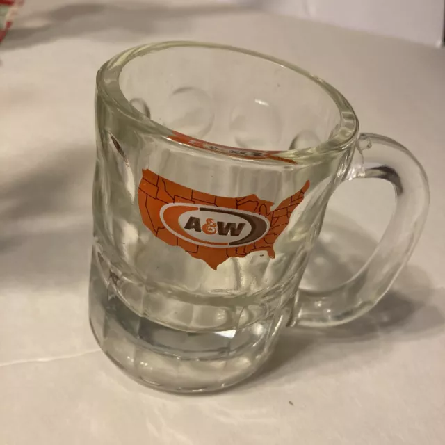 Vintage Small AW ROOT BEER Logo 4 1/4" Tall HEAVY GLASS 8 OUNCE MUG.