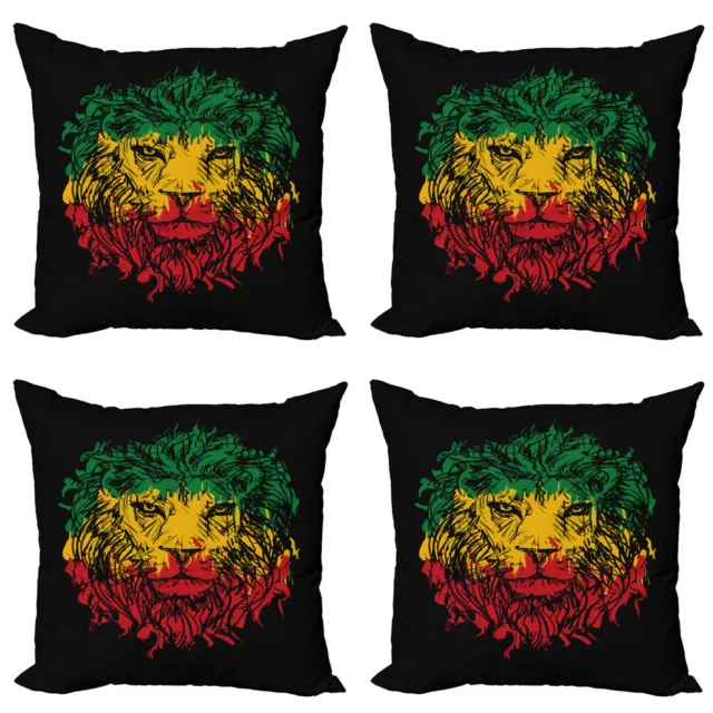 Rasta Pillow cushion set of 4 Grunge Lion Head Portrait