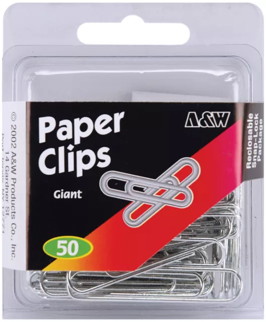 A & W Office Supplies Paper Clips-Giant - Silver 50/Pkg