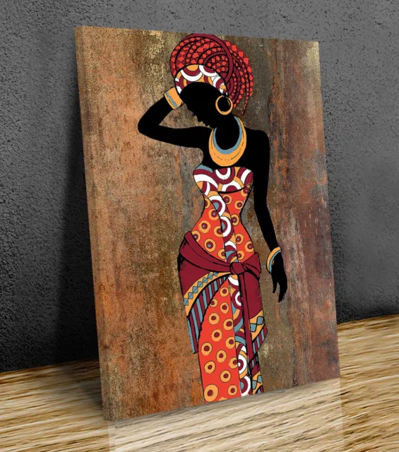 African Lady Rustic Texture canvas print art framed or print only