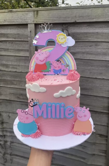 Personalised *3D LAYERED* Peppa Pig Rainbow Cake Topper | Birthday Party