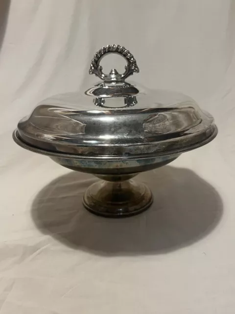 Vintage Sheridan Silverplate Pedestal Bowl Serving Dish with Lid Holloware