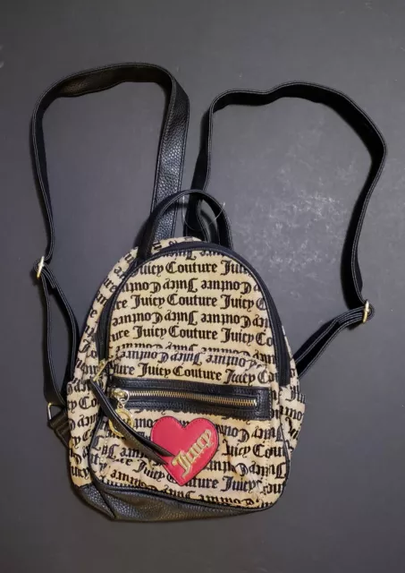 JUICY COUTURE L.A. California Beige Heart Mini Backpack/Purse Size 10"x11"x4"
