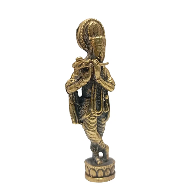 GOD KRISHNA FLUTE Statue Brass Avatar of Vishnu God Lord of Compassion
