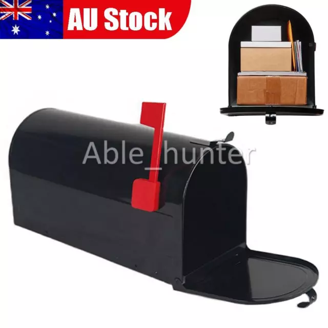 Mailbox Letterbox Black US Style Vintage American Mail Letter Box Metal Large