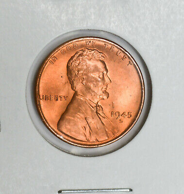 1945 S Lincoln Cent GEM BU Wheat Penny Coin 1945S