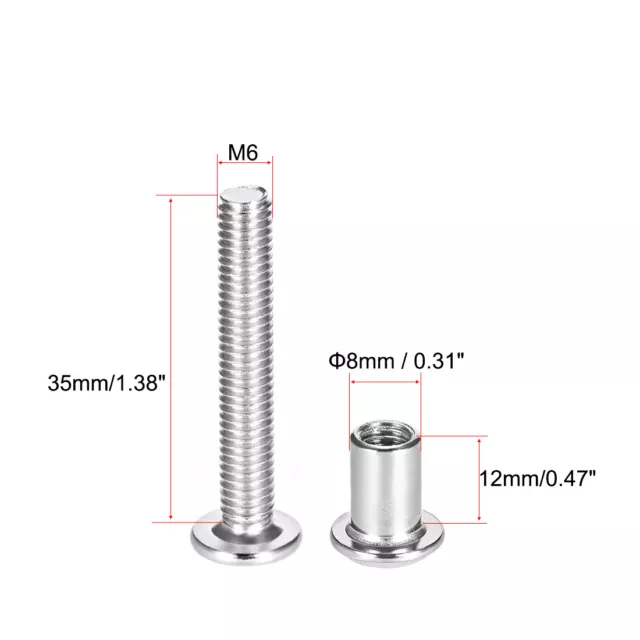 Sujetador hexagonal de fijación de cuero, m6x35mm, acero inoxidable, 5 juegos 2