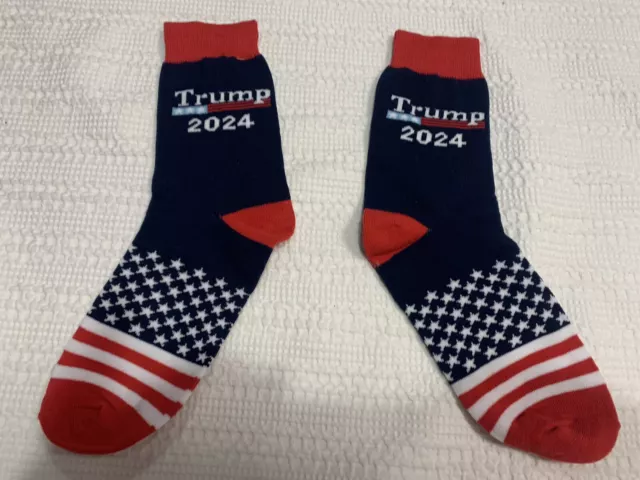 Red White And Blue Donald Trump 2024 Presidential Candidate Socks New! Giftable