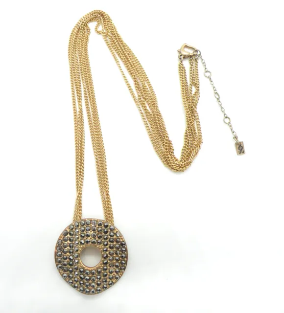 JENNIFER LOPEZ JLO Crystal Gold Tone Women Pendant Jewelry Long Lariat Necklace
