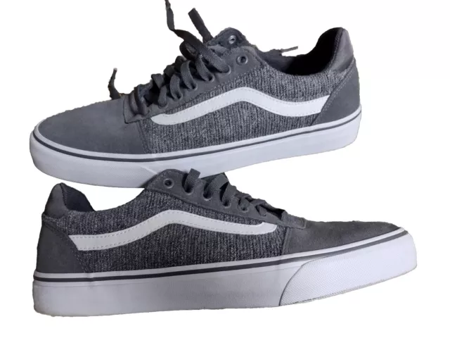 Vans Unisex Old Skool Gray White Canvas Lace Skate Sneakers M 11 W 13 No Insoles