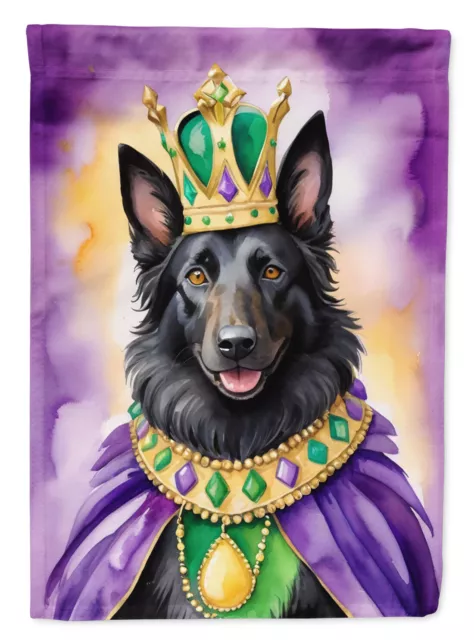 Belgian Sheepdog King of Mardi Gras Flag Canvas House Size DAC4736CHF