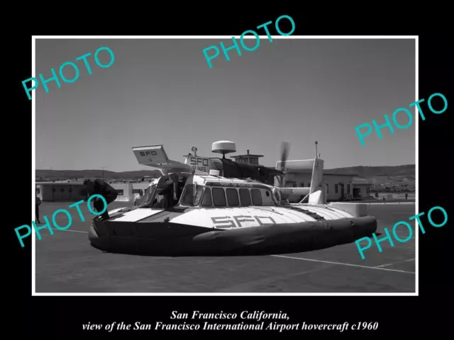 OLD LARGE HISTORIC PHOTO OF SAN FRANCISCO CALIFORNIA AIRPORT FIRE TRUCK c1960