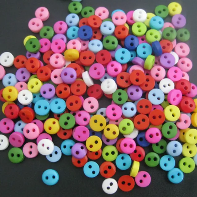 BUTTONS MIXED COLOURS CRAFT ROUND TINY  SCRAPBOOK RESIN 200 6mm SEWING