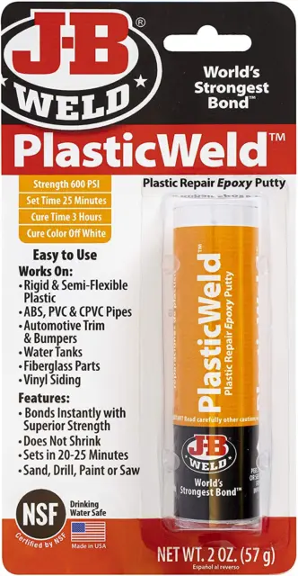 J-B Weld 8237 Plasticweld Plastic Repair Epoxy Putty - 2 Oz.