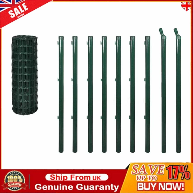 1.2m x 10m Green PVC Coated Galvanised Steel Wire Mesh Fencing Garden Euro Fence