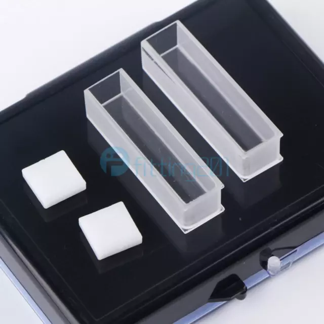 2pcs Quartz cuvettes with lids 10mm cell cuvette with box