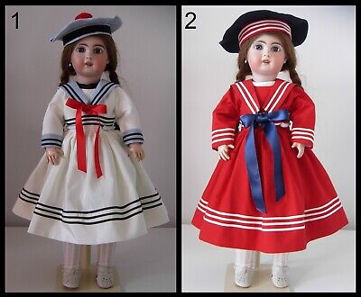 robe & béret poupée ancienne Kestner Jumeau SFBJ dress & hat antique bisque doll 