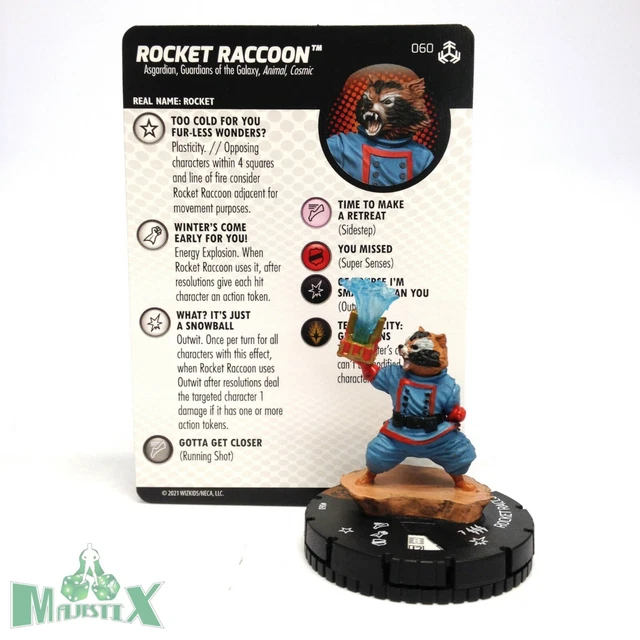 Heroclix Avengers War of the Realms set Rocket Raccoon #060 Chase figure w/card!
