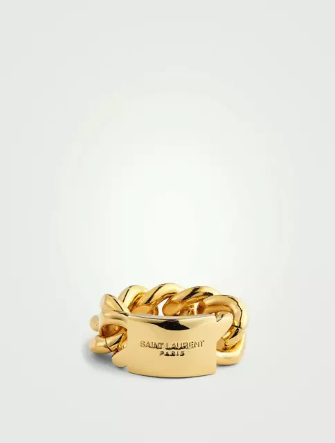 Saint Laurent Paris Gold Plated Curb Link Chain Ring