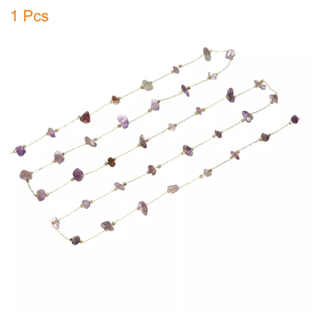 1Pcs 1 Yards Crystal Chain Necklace Chains Bulk (Deep Purple, Gold) 3
