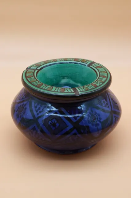 Marokkanischer Aschenbecher Keramik Windascher Orient XXL Weiß Blau Grün Balkon