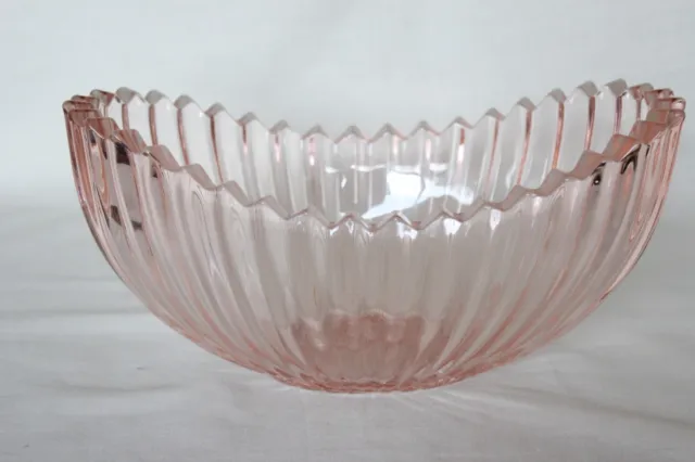 Art Deco Pink Glass 'Boat' Bowl by Sowerby