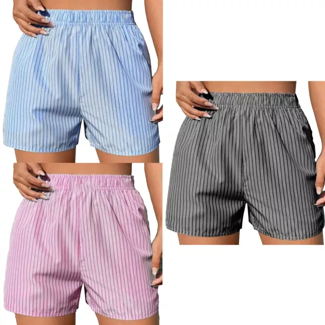 Womens Panties Stripe Knicker Lightweight Shorts Summer Costume Nightwear Swim