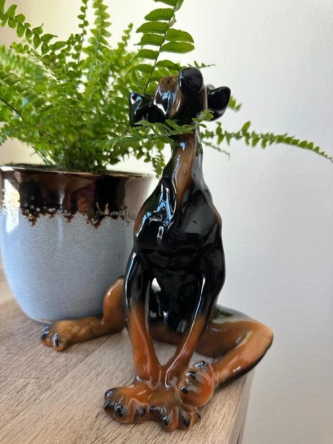 Black and Tan Coonhound Hound Dog Porcelain Figurine 8 Inch Tall