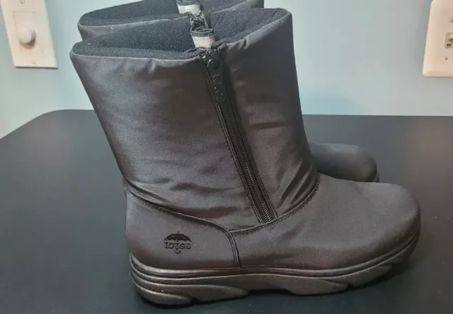 Totes Black Winter Insulated Double Zipper Boots Women's Size 10 never used