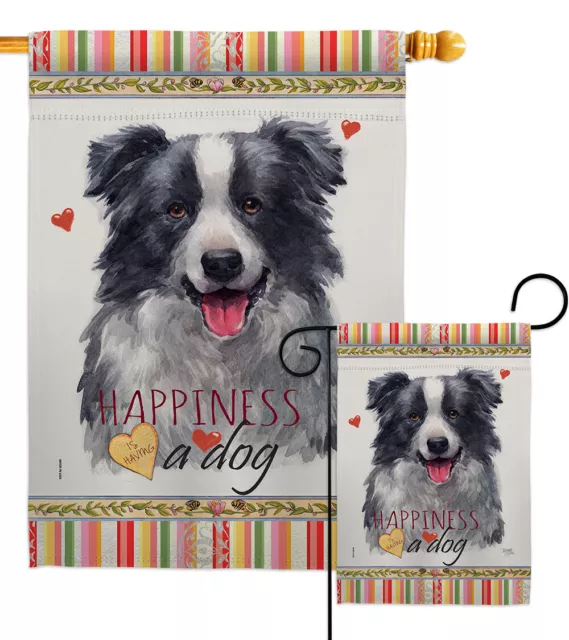 Border Collie Happiness Garden Flag Animals Dog Decorative Yard House Banner