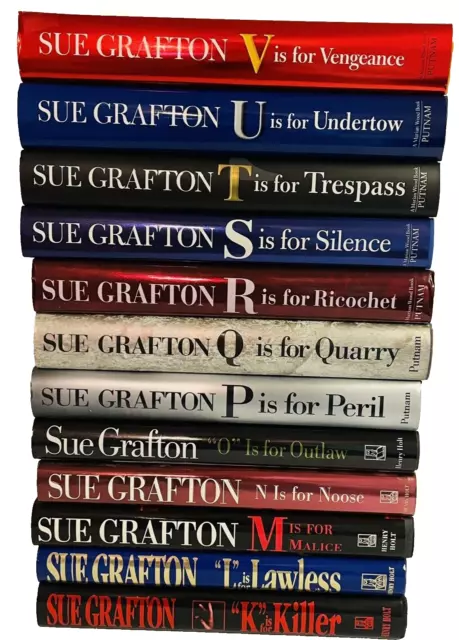 Sue Grafton Lot of 12 HC/DJ First Edition Alphabet Books K-V Author Signed "S"