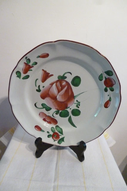 ASSIETTE ANCIENNE LES ISLETTES DECOR FLEURS FAÏENCERIE DE L'EST 19 ème