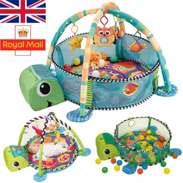 3 in 1 Turtle Baby Gym  Activity Play Floor Mat Ball Pit & Toys Babies Playmat 2