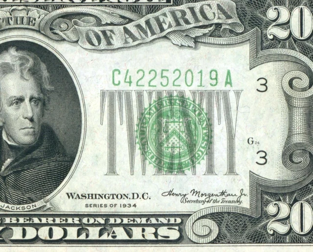 $20 1934 (( HIGHER GRADE VF+++ / XF )) Federal Reserve Note DAILY AUCTIONS