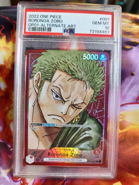 ONE PIECE Roronoa Zoro Alt Art OP01-001 Leader ROMANCE DAWN PSA 10 English