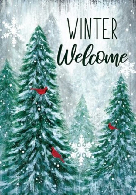Winter Welcome, Christmas Trees, Garden Flag, 12"x18", Custom Decor, 2 Sided
