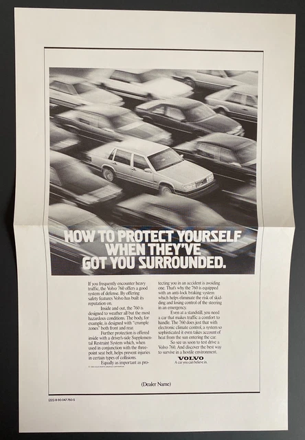 1990 760 Volvo DL Car Protect Yourself  Dealer Poster Style Print Ad
