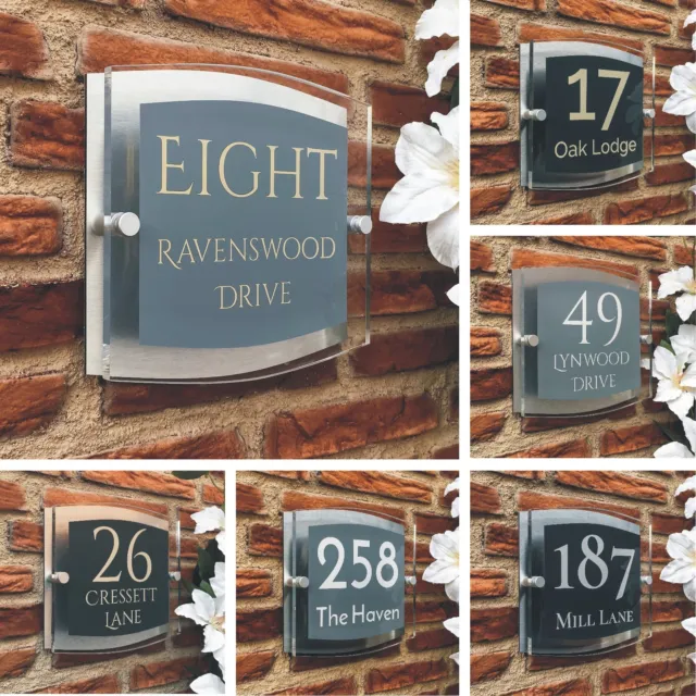 House Number Plaques Grey Modern Personalised Acrylic Door Sign