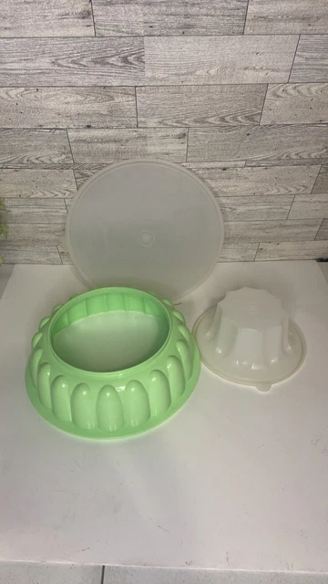 Molde de gelatina vintage Tupperware jel-N-Serve 3 piezas verde como nuevo