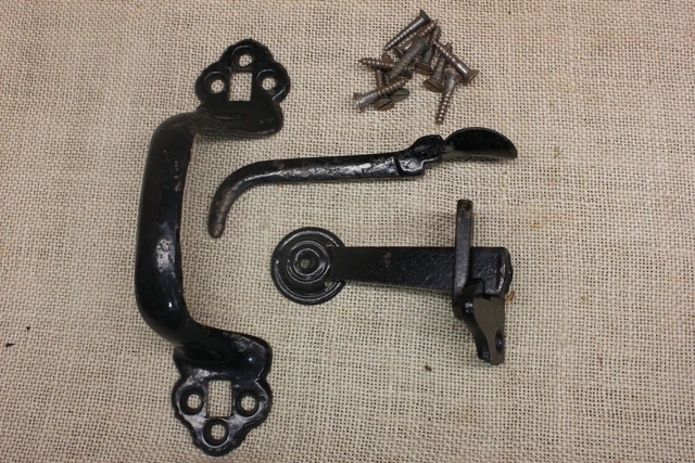 Old Thumb Latch Set Offset Handle Pull Barn Door Farm House Cottage Iron Vintage
