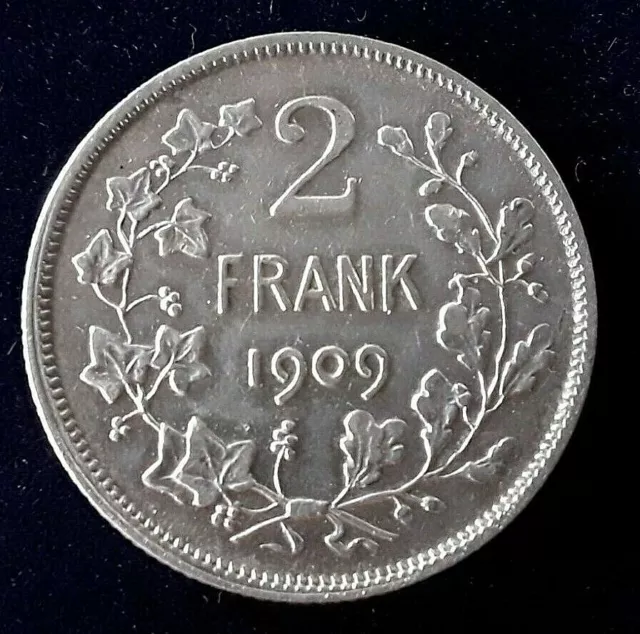 BELGIQUE 2 Francs Léopold II légende française 1909 FL