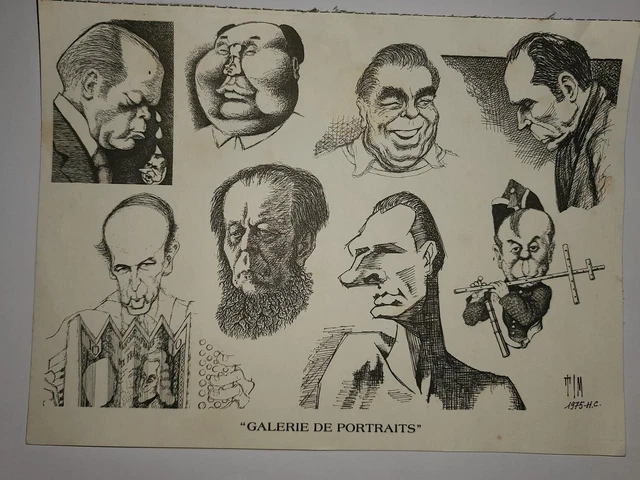 Reproduction caricatures signé TM Tessier Madeleine " Galerie de portraits "