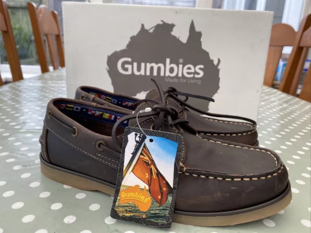 GUMBIES DECK MASTER Shoe In Dark Brown Pull Up Size 6 39 New Boxed