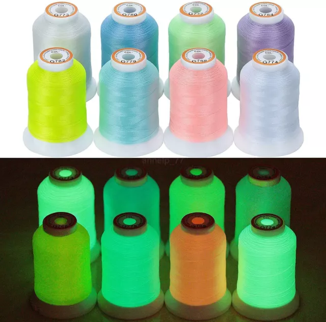 Spool Glow In The Dark Luminous Sewing Thread Machine Embroidery 1000 Yards